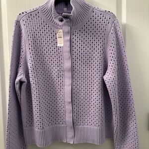 Talbots Lavender Women's Cardigan Sweater 100% cotton NWT